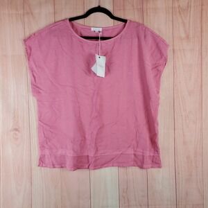 Mododoc Los Angeles Blouse Top Womens XL Pink Tencel‎ Round Neck Double Layer